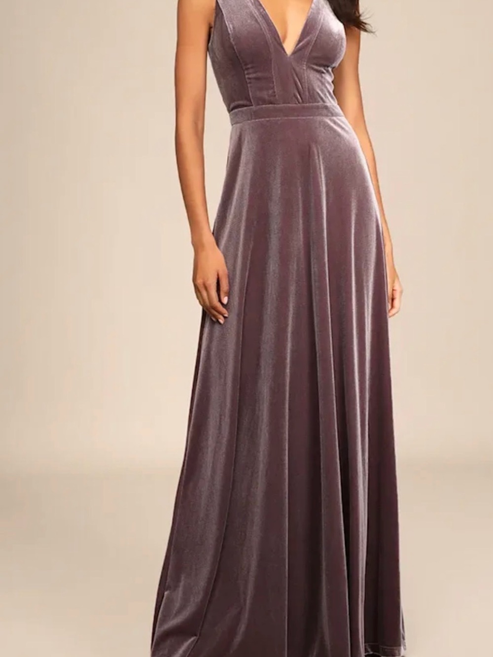 Lulus V-Neck Velvet Evening Gown in Mauve size large NWT - Picture 2 of 5